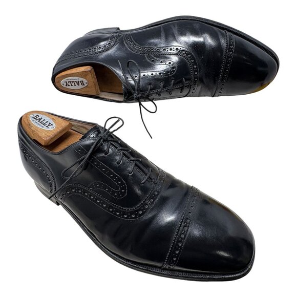 Johnston and Murphy Black Leather Cap Toe Brogue Oxfords - Picture 11 of 11